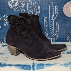 John Fluevog Suede Immortal Perfection Milla Ankle Boots Black Women's Size 9